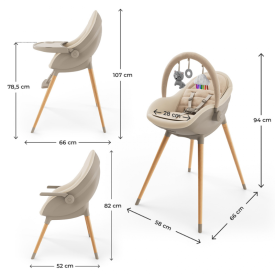  Αναδιπλούμενο Καρεκλάκι Φαγητού  Ρηλάξ Kinderkraft Fini Up Beige