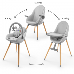  Αναδιπλούμενο Καρεκλάκι Φαγητού  Ρηλάξ Kinderkraft Fini Up Grey