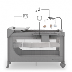Kinderkraft Leody Παρκοκρέβατο με Αλλαξιέρα & Στρώμα Γκρι