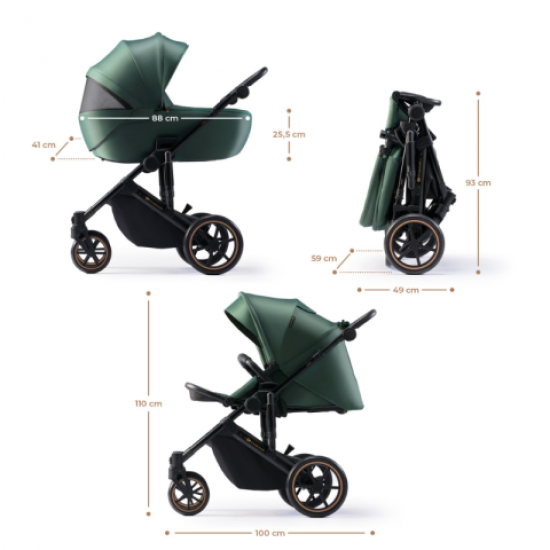 Ρυθμιζόμενο Καρότσι 2 σε 1 Kinderkraft Prime 2 Dark Green 