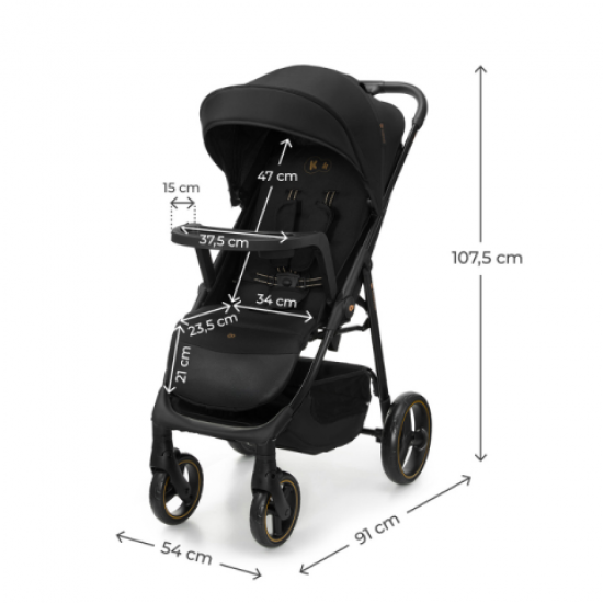  Καρότσι Μωρού Kinderkraft TRIG 3 ONYX BLACK με δίσκος φαγυτού