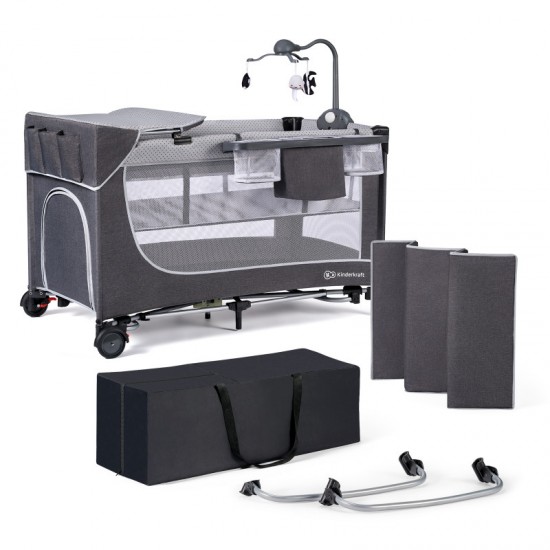 Βρεφικό Παρκοκρέβατο KinderKraft LEODY 2022 Grey