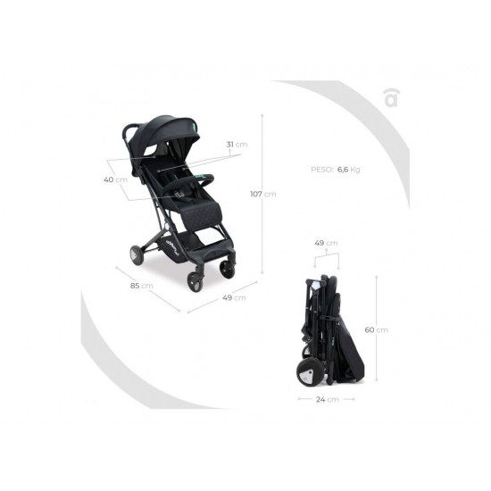 Asalvo Travel+ Βρεφικό Καρότσι Ταξιδιού Black Aqua