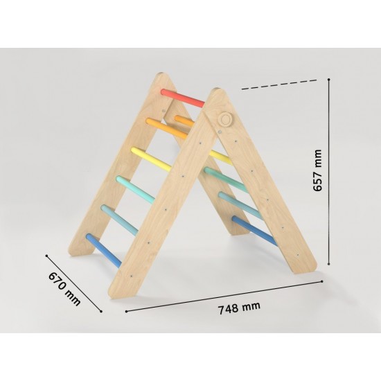 Eli Neli Montessori Pikler Pastel Σετ Τρίγωνο Και Ράμπα Διπλής Όψης με Επιφάνεια Αναρρίχησης
