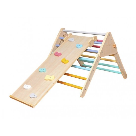 Eli Neli Montessori Pikler Σετ Τρίγωνο Και Ράμπα Διπλής Όψης με Επιφάνεια Αναρρίχησης
