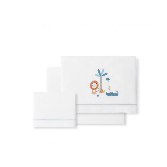Interbaby Leon Σεντόνια Λlκνου 50×80 Σετ 3 Τεμ White-Grey