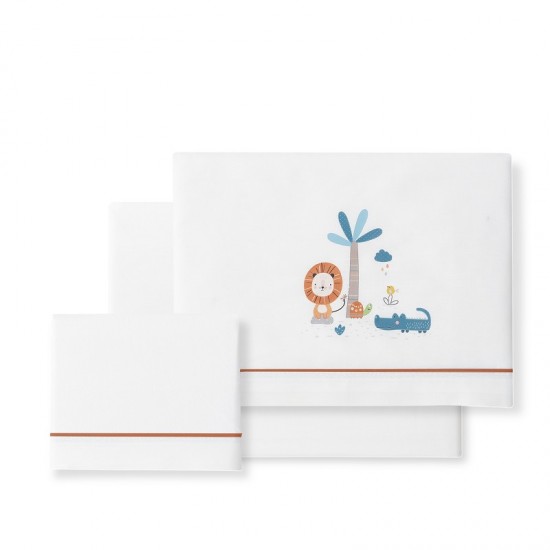 Interbaby Leon Σεντόνια Λlκνου 50×80 Σετ 3 Τεμ White/Orange