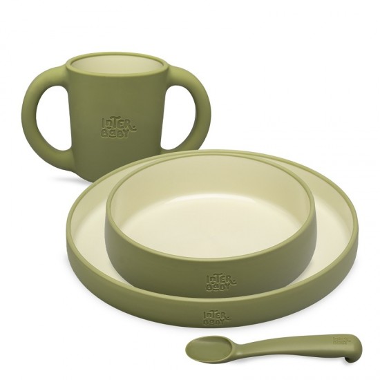 Interbaby Παιδικό Σετ Φαγητού Olive Green
