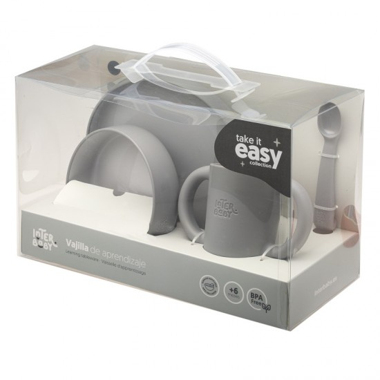 Interbaby Παιδικό Σετ Φαγητού Petrol Grey