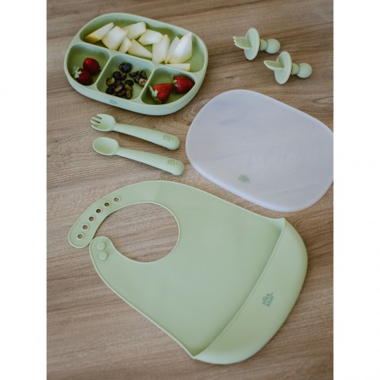 Interbaby Εκπαιδευτικό Σετ Κουτάλι- Πιρούνι Σιλικόνης – Αντιπνικτικά Olive Green