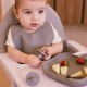 Interbaby Εκπαιδευτικό Σετ Κουτάλι- Πιρούνι Σιλικόνης – Αντιπνικτικά Dark Pink