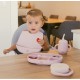 Interbaby Εκπαιδευτικό Σετ Κουτάλι- Πιρούνι Σιλικόνης – Αντιπνικτικά Dark Pink