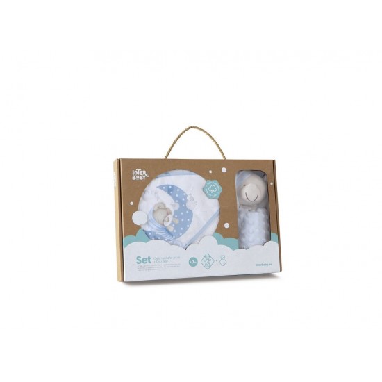 Interbaby Bear Set Μπουρνούζι Κάπα 100Χ100 &, Βελούδινο Πανάκι Παρηγοριάς Blue