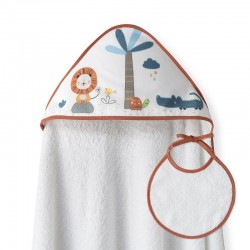 Interbaby Leon Palmera Μπουρνούζι Κάπα & Σαλιάρα White – Orange