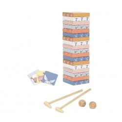 EliNeli Ξύλινος πύργος Jenga με ζώα φάρμας