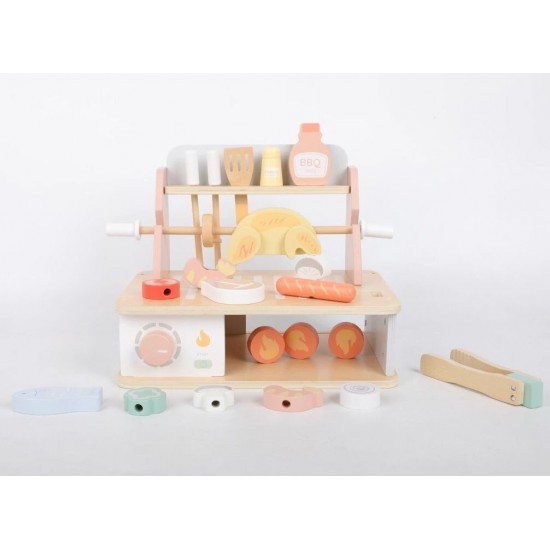 EliNeli Montessori Ξύλινη ψησταριά για παιδιά με αξεσουάρ – Set BBQ