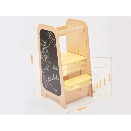 Elis Design Montessori Play 5 in 1 Yellow Πολυλειτουργικός Πύργος Εκμάθησης 75cm