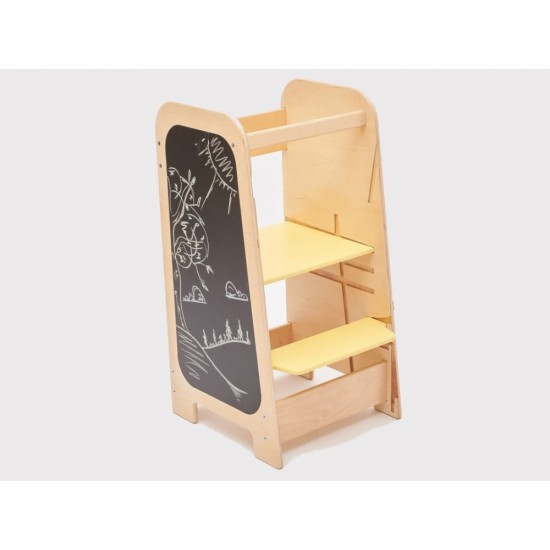 Elis Design Montessori Play 5 in 1 Yellow Πολυλειτουργικός Πύργος Εκμάθησης 75cm