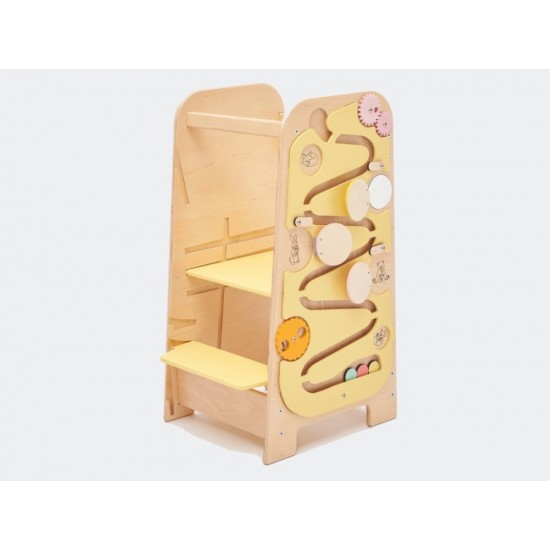 Elis Design Montessori Play 5 in 1 Yellow Πολυλειτουργικός Πύργος Εκμάθησης 75cm