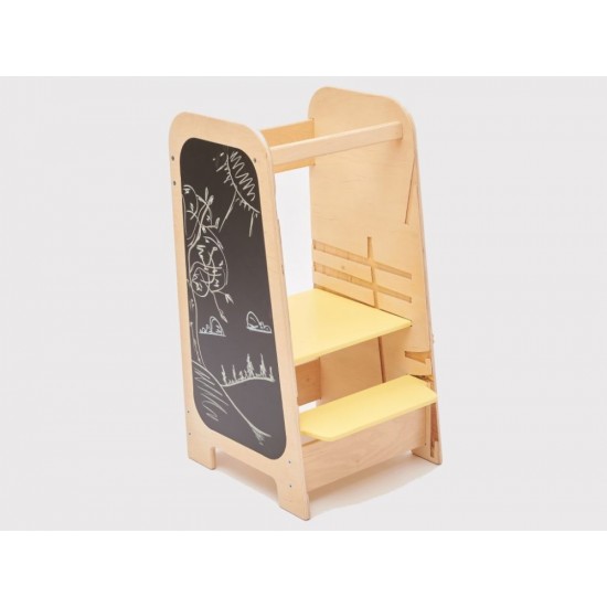 Elis Design Montessori Play 5 in 1 Yellow Πολυλειτουργικός Πύργος Εκμάθησης 75cm