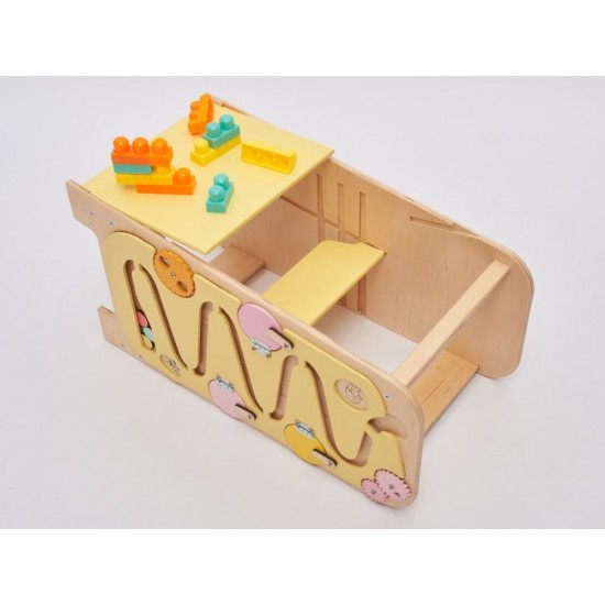 Elis Design Montessori Play 5 in 1 Yellow Πολυλειτουργικός Πύργος Εκμάθησης 75cm