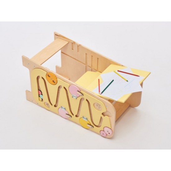 Elis Design Montessori Play 5 in 1 Yellow Πολυλειτουργικός Πύργος Εκμάθησης 75cm