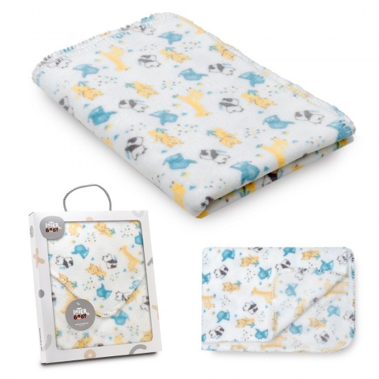 Interbaby Κουβέρτα Αγκαλιάς 80X110 Coral Flecce Animals Grey