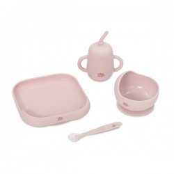 Interbaby Παιδικό Σετ Φαγητού Σιλικόνης Pink