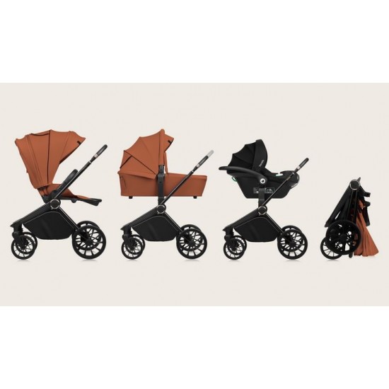 Lionelo Mika Plus Καρότσι Βρεφικό 3 σε 1 έως 22 kg Brown Rust