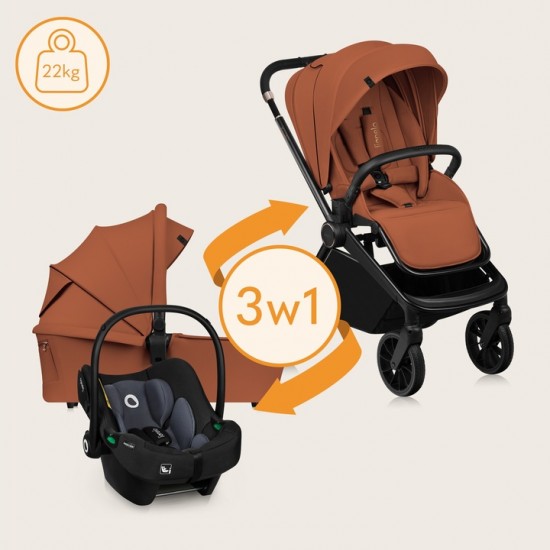 Lionelo Mika Plus Καρότσι Βρεφικό 3 σε 1 έως 22 kg Brown Rust