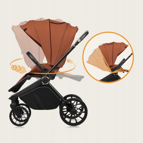 Lionelo Mika Plus Καρότσι Βρεφικό 3 σε 1 έως 22 kg Brown Rust