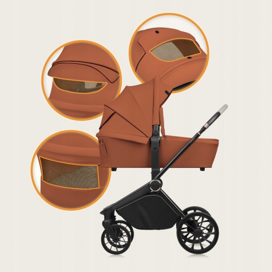 Lionelo Mika Plus Καρότσι Βρεφικό 3 σε 1 έως 22 kg Brown Rust