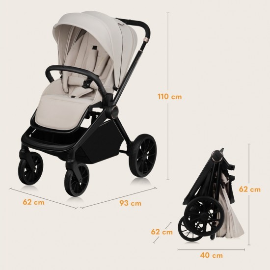 Lionelo Mika Plus Καρότσι Βρεφικό 3 σε 1 έως 22 kg Beige Sand