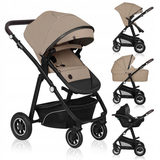 Lionelo Bianka Καρότσι 3 σε 1 έως 22 kg Beige Sand