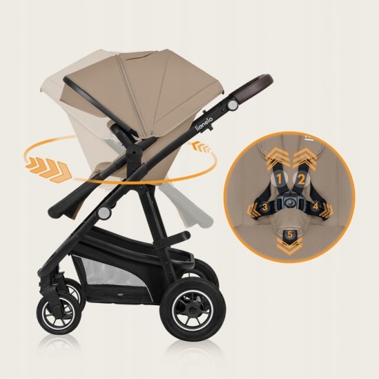 Lionelo Bianka Καρότσι 3 σε 1 έως 22 kg Beige Sand