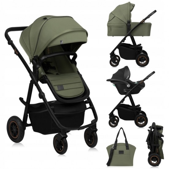 Lionelo Amber Plus Καρότσι Βρεφικό έως 22kg 3 σε 1 Green Forest