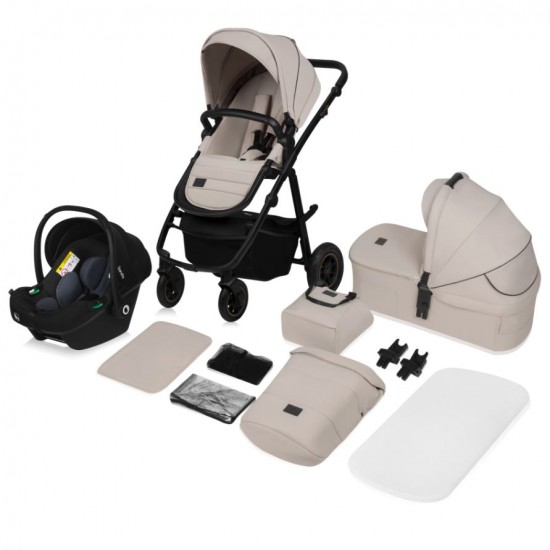 Lionelo Amber Plus Καρότσι Βρεφικό έως 22kg 3 σε 1 Beige Sand