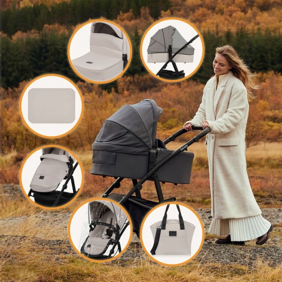 Lionelo Amber Plus Καρότσι Βρεφικό έως 22kg 3 σε 1 Beige Sand