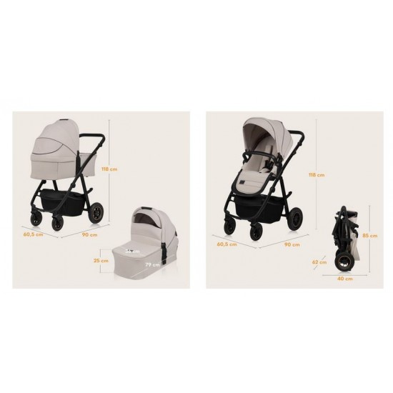 Lionelo Amber Plus Καρότσι Βρεφικό έως 22kg 3 σε 1 Beige Sand