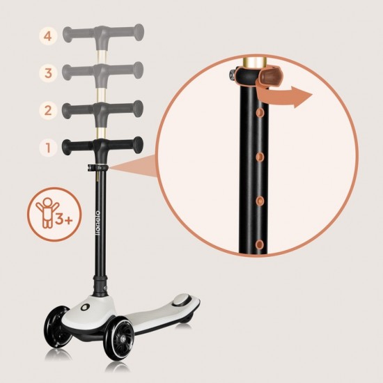 Lionelo Mey Πατίνι Πτυσσόμενο Με Φωτιζόμενη Πλατφόρμα και Φωτάκια Led Beige Sand