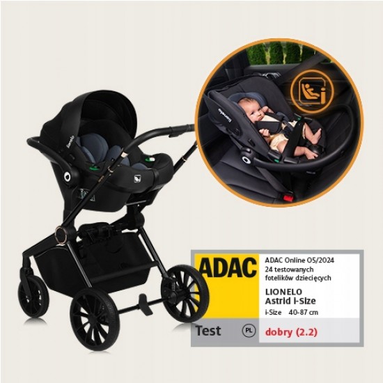 Lionelo Mika Plus Καρότσι Βρεφικό 3 σε 1 έως 22 kg Black Onyx
