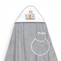 Interbaby Jirafa Elefante Μπουρνούζι Κάπα & Σαλιάρα Grey