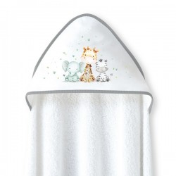 Interbaby Jirafa Elefante Μπουρνούζι Κάπα & Σαλιάρα White-Grey