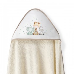 Interbaby Jirafa Elefante Μπουρνούζι Κάπα & Σαλιάρα Beige