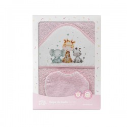 Interbaby Jirafa Elefante Μπουρνούζι Κάπα & Σαλιάρα Pink