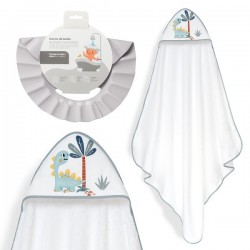 Interbaby Dino Μπουρνούζι Κάπα & Καπέλο Μπάνιου White-Grey