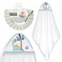 Interbaby Dino Μπουρνούζι Κάπα & Καπέλο Μπάνιου White-Green
