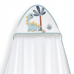 Interbaby Dino Μπουρνούζι Κάπα & Καπέλο Μπάνιου White-Green