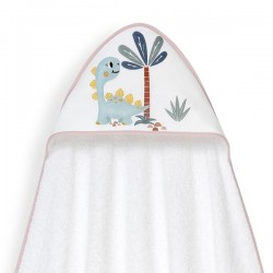 Interbaby Dino Μπουρνούζι Κάπα & Καπέλο Μπάνιου White-Pink