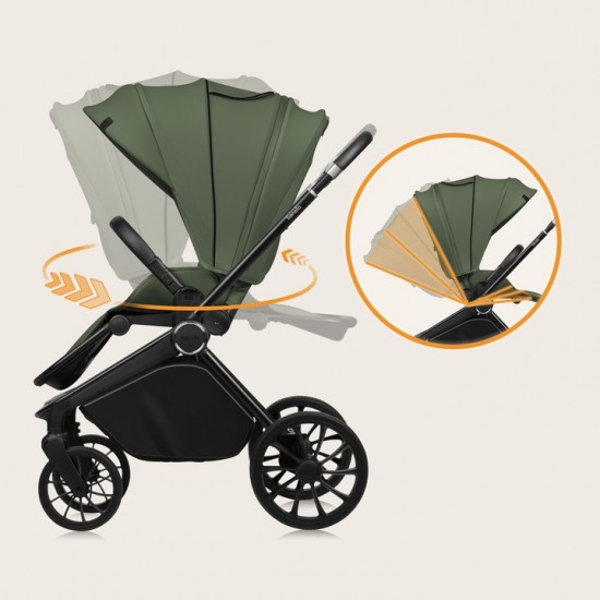 Lionelo Mika Plus Καρότσι Βρεφικό με Αναστροφή έως 22 kg Green Olive
